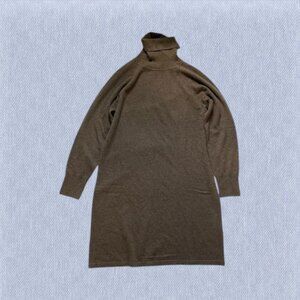 NWT Quince Mongolian Cashmere Turtleneck Sweater Dress Size L in Brown